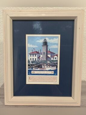 Dana Gaines Framed Art Print - Beavertail Light Lighthouse Rhode Island Nautical